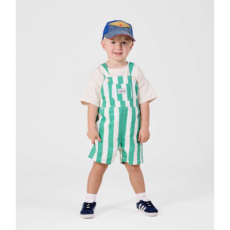 Goldie + Ace Happy Stripe Button Burton Overalls 3-5Y image number 1